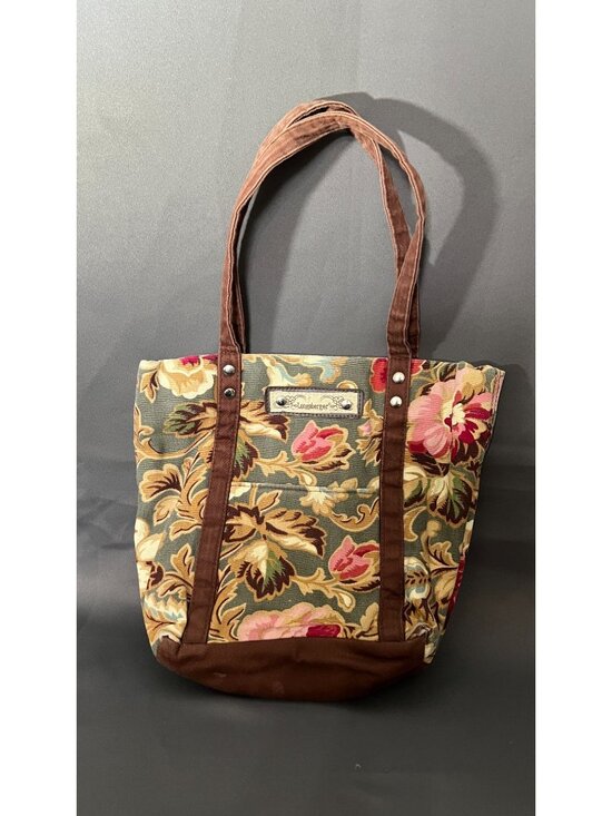 Longaberger Handbags - Longaberger Floral Canvas Tote Bag With Brown Accents - Homestead Collection